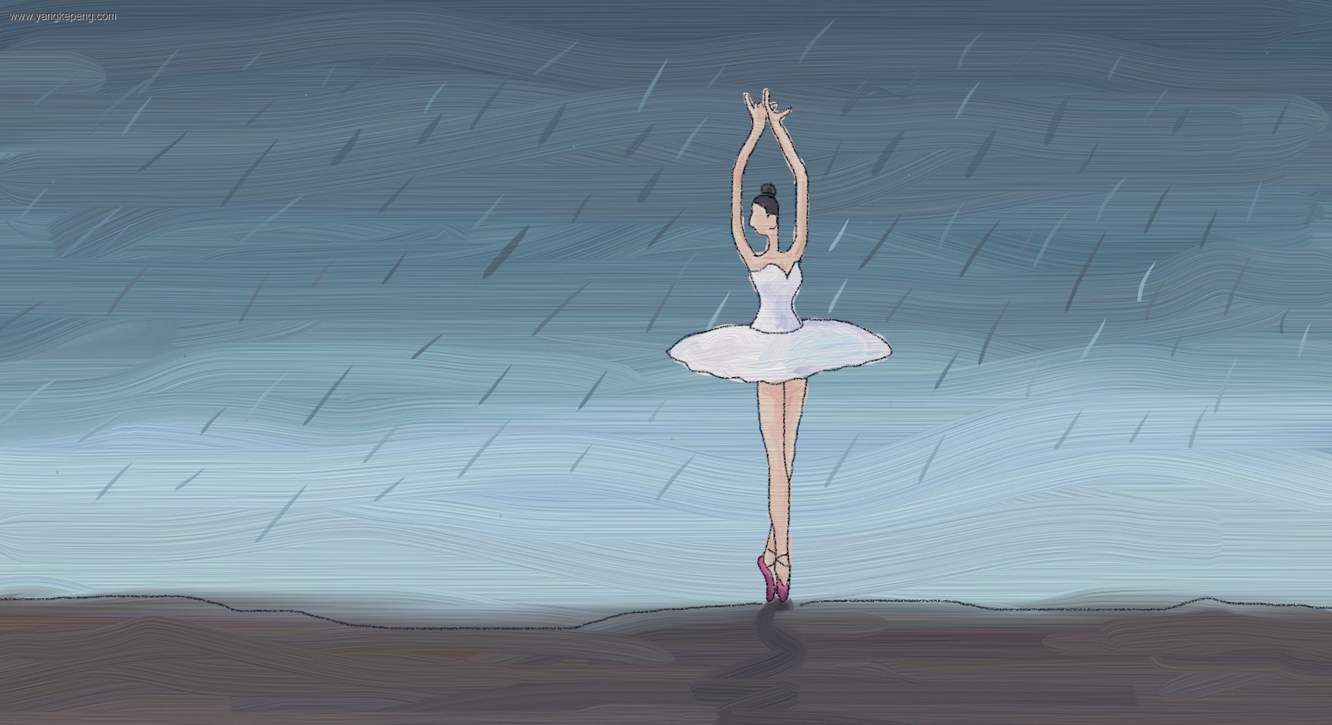 跳舞在雨中。